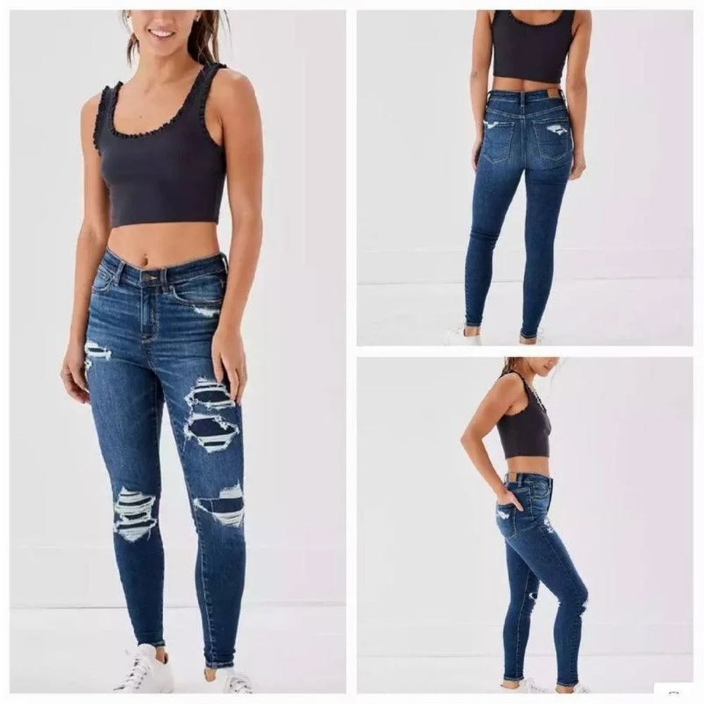 American Eagle Super High-Rise Patched Jeggings Size US 4 Regular